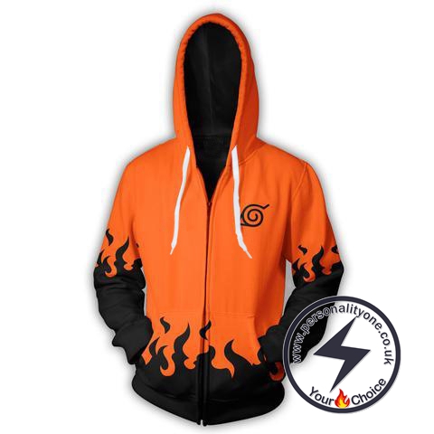 Naruto Namikaze Minato Yondaime Hokage Orange Zip Up Hoodie Jacket